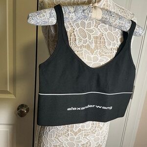 Alexander Wang black sports bra/ logo elastic bra in ribbed jersey size S